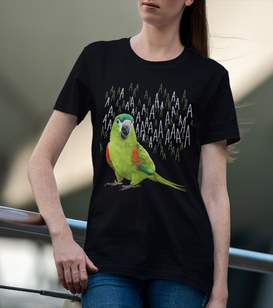 Screaming Hahn's Macaw AAAA Repeated Green And Red Parrot T-Shirt