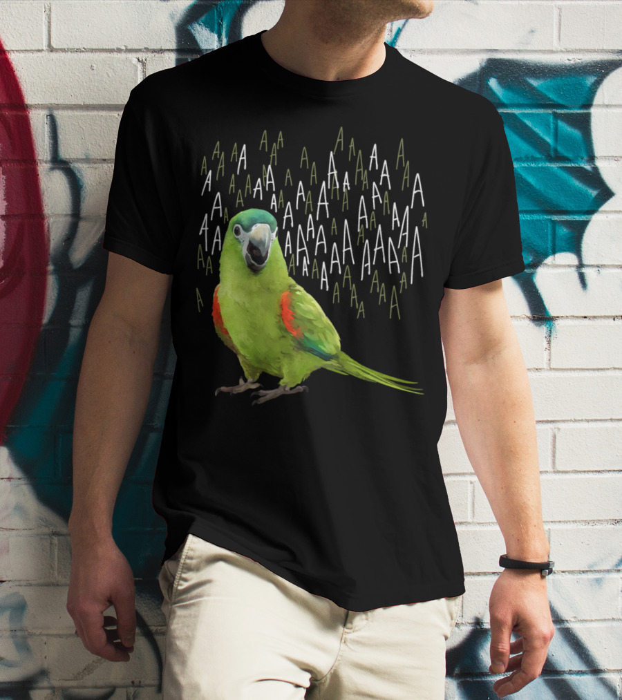 Screaming Hahn's Macaw AAAA Repeated Green And Red Parrot T-Shirt