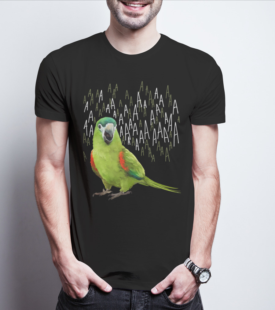 Screaming Hahn's Macaw AAAA Repeated Green And Red Parrot T-Shirt