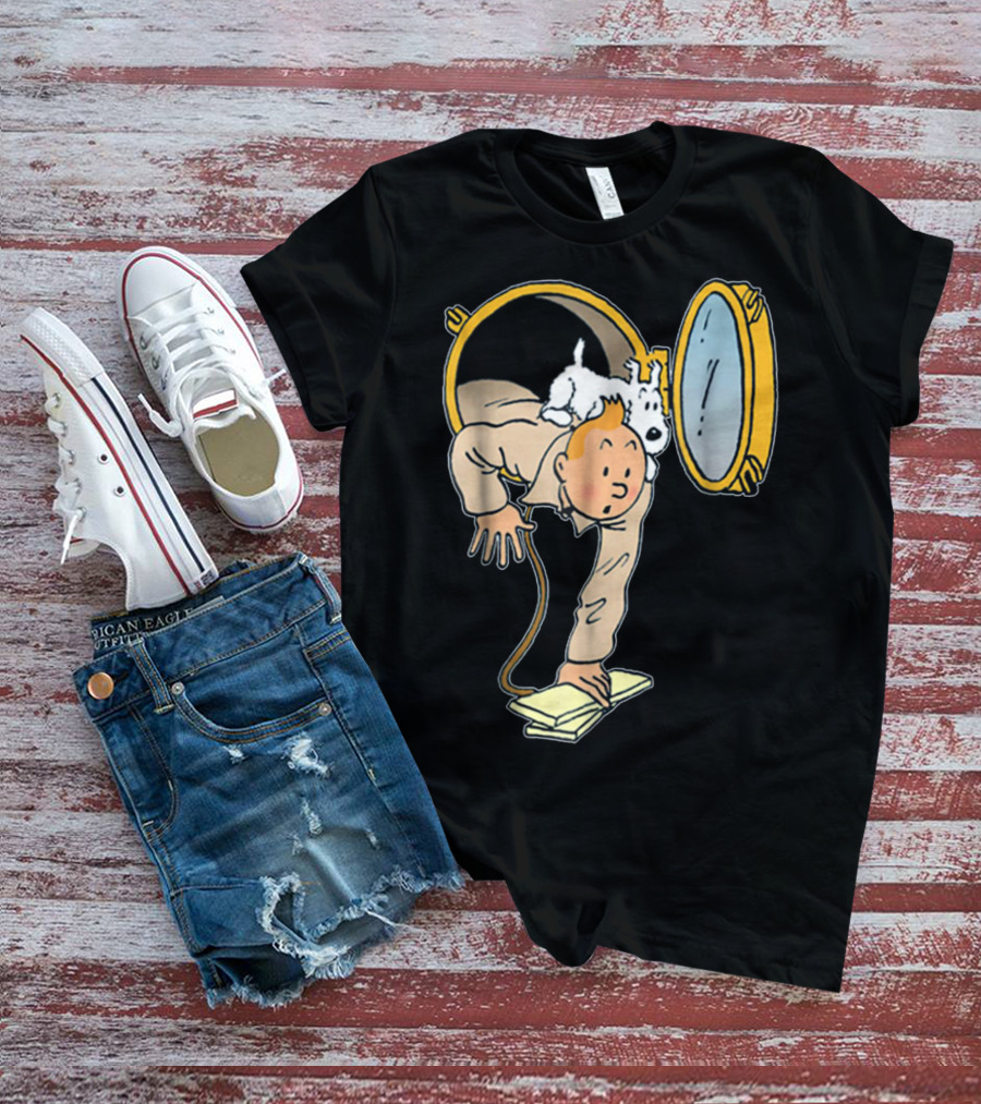 Tintin And Snowy Emerging From Submarine Porthole T-Shirt