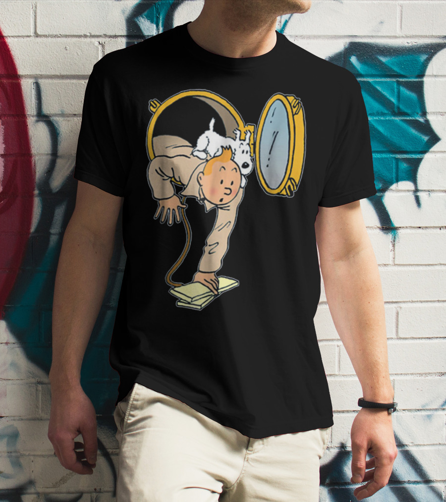Tintin And Snowy Emerging From Submarine Porthole T-Shirt