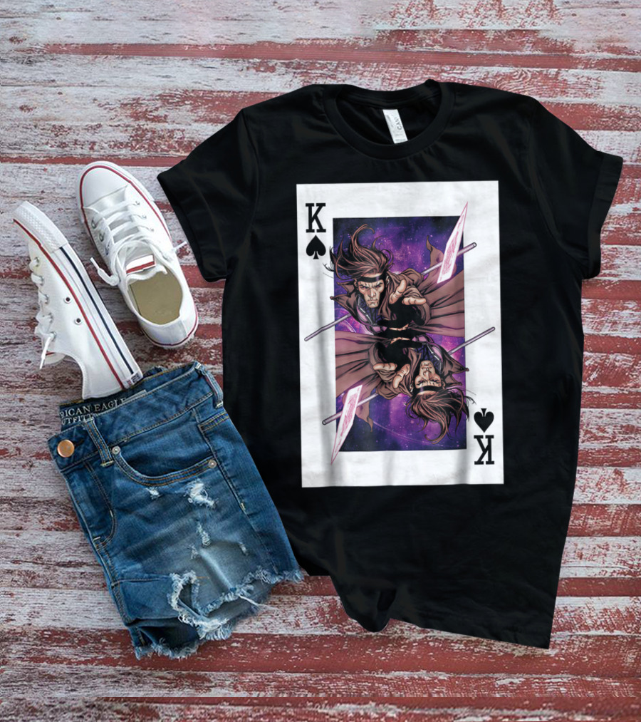 Marvel X Men Gambit King Of Spades Playing Card Character T-Shirt