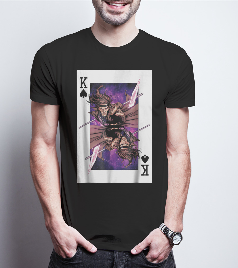 Marvel X Men Gambit King Of Spades Playing Card Character T-Shirt