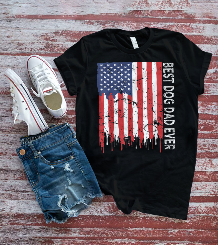Best Dog Dad Ever American Flag Mens T-Shirt