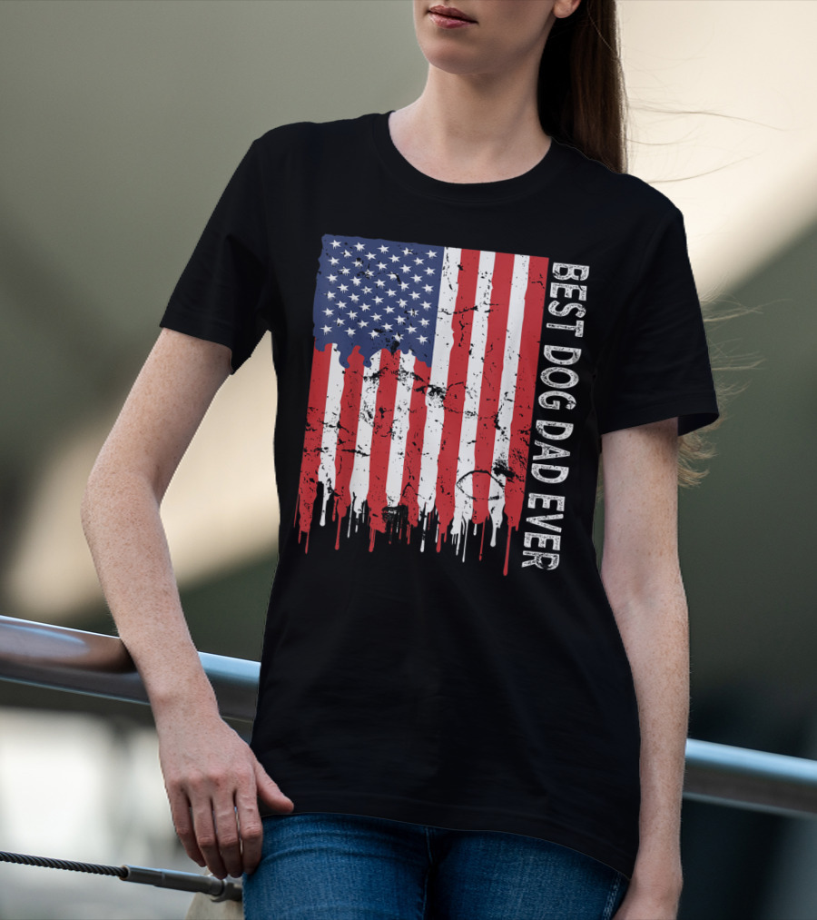 Best Dog Dad Ever American Flag Mens T-Shirt