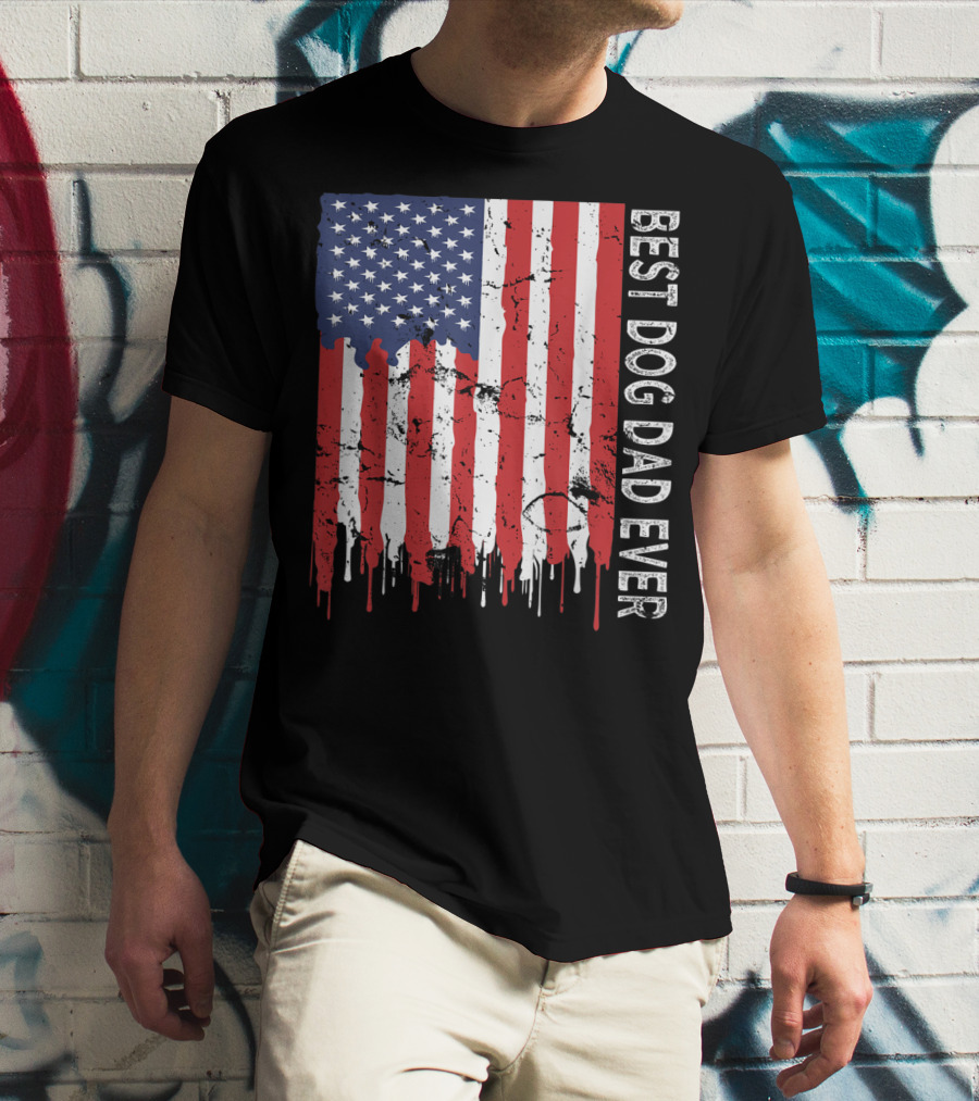 Best Dog Dad Ever American Flag Mens T-Shirt