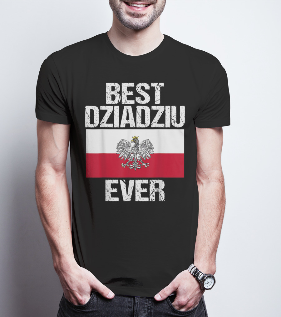 Best Dziadziu Ever Polish Flag With Eagle Emblem T-Shirt