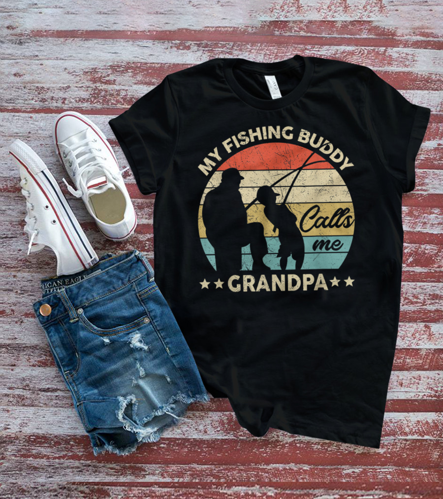 My Fishing Buddy Calls Me Grandpa Retro T-Shirt