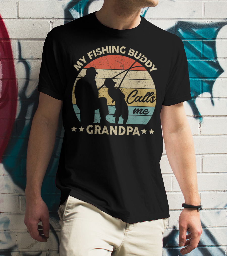 My Fishing Buddy Calls Me Grandpa Retro T-Shirt