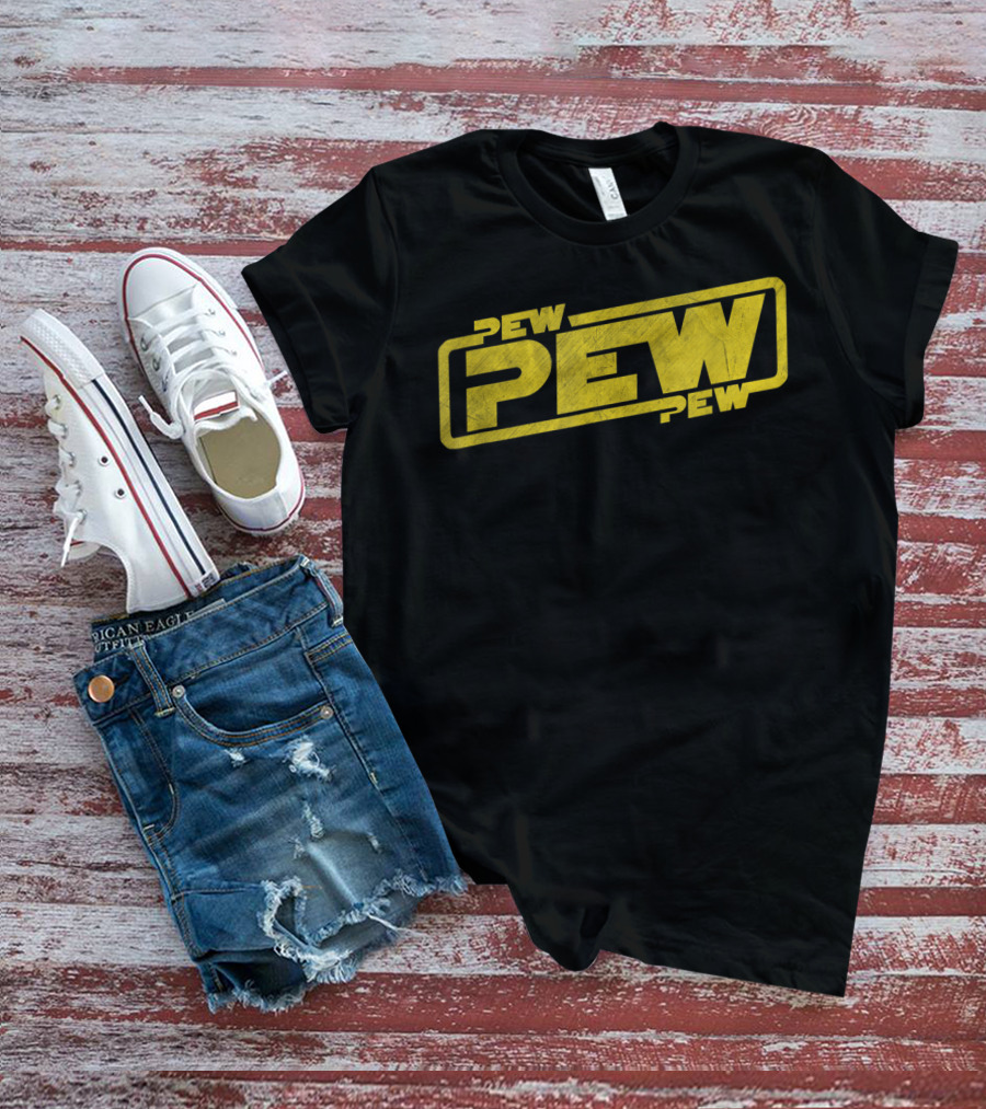 Pew Pew Pew Blockbuster Movie Quote Men Retro T-Shirt