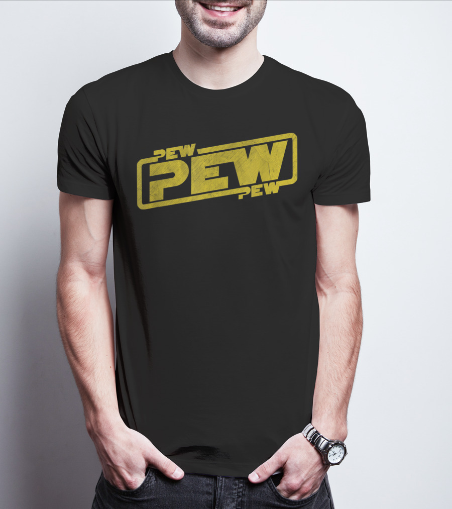 Pew Pew Pew Blockbuster Movie Quote Men Retro T-Shirt