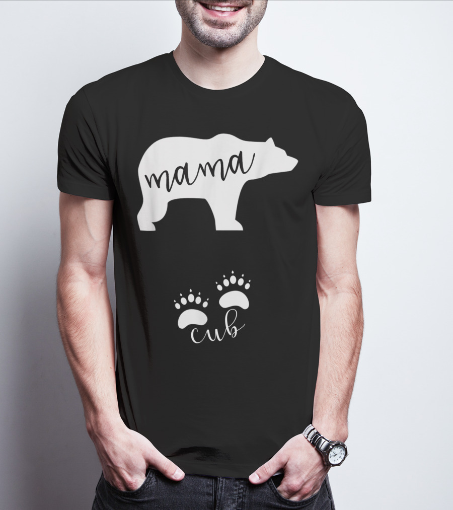 Mama Bear Pregnancy Announcement With Cub Paws T-Shirt