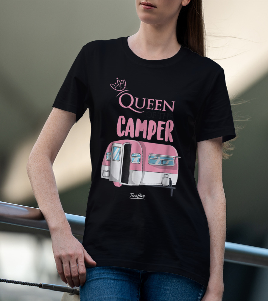 Queen Of The Camper TeesHive Pink Trailer T-Shirt