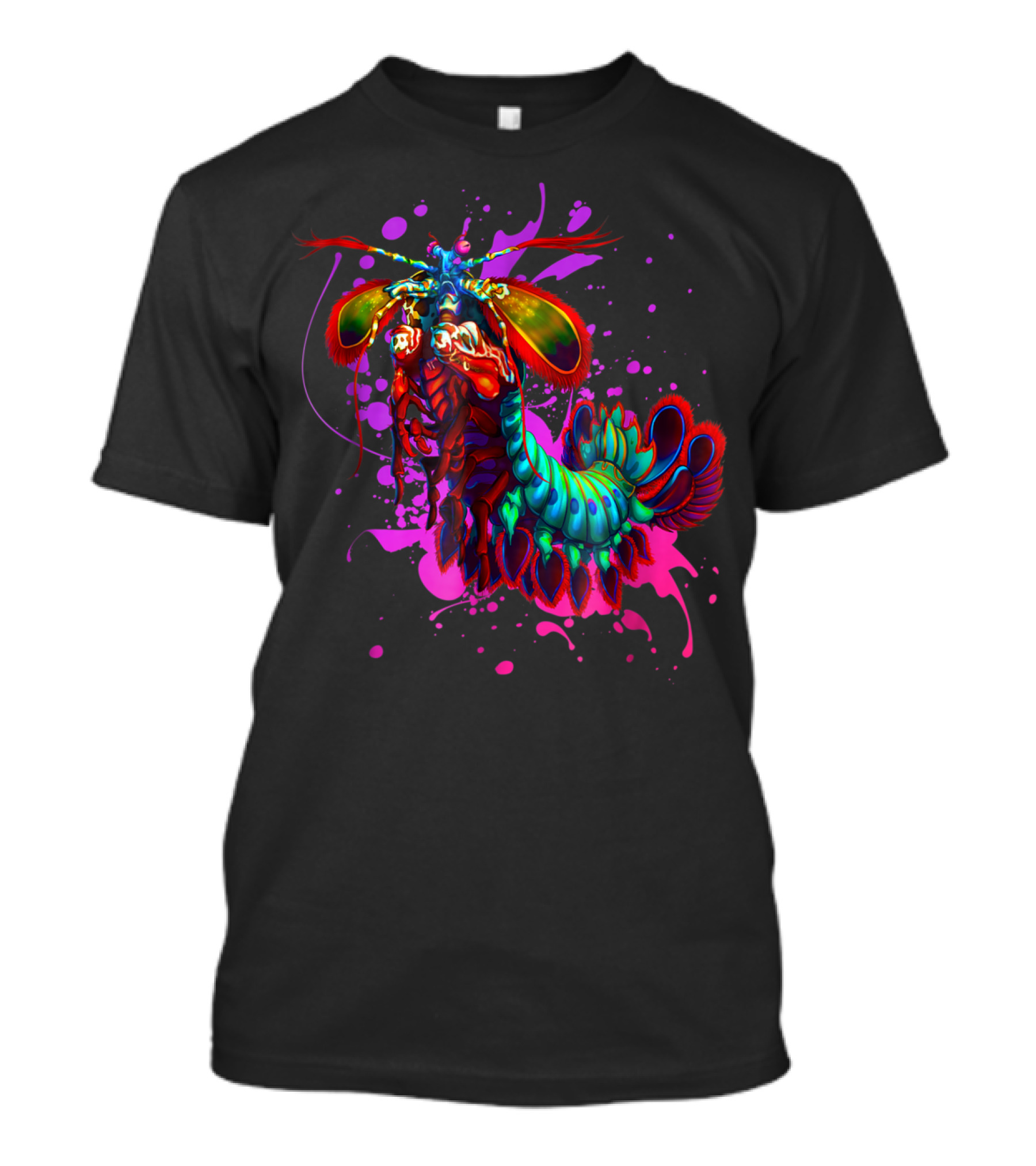 Rainbow Peacock Mantis Shrimp Pink And Purple Splash T-Shirt