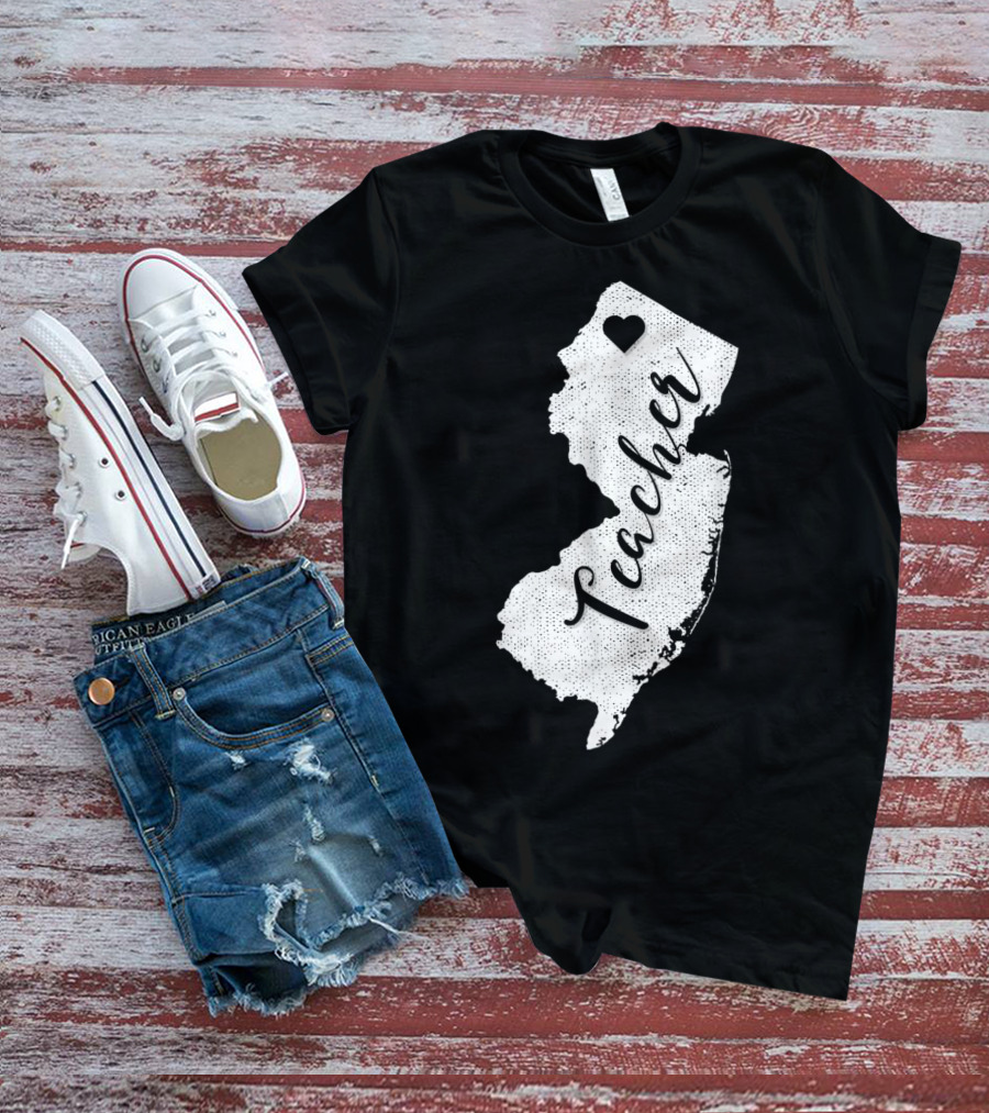 Teacher Heart New Jersey Red For Ed Protest T-Shirt