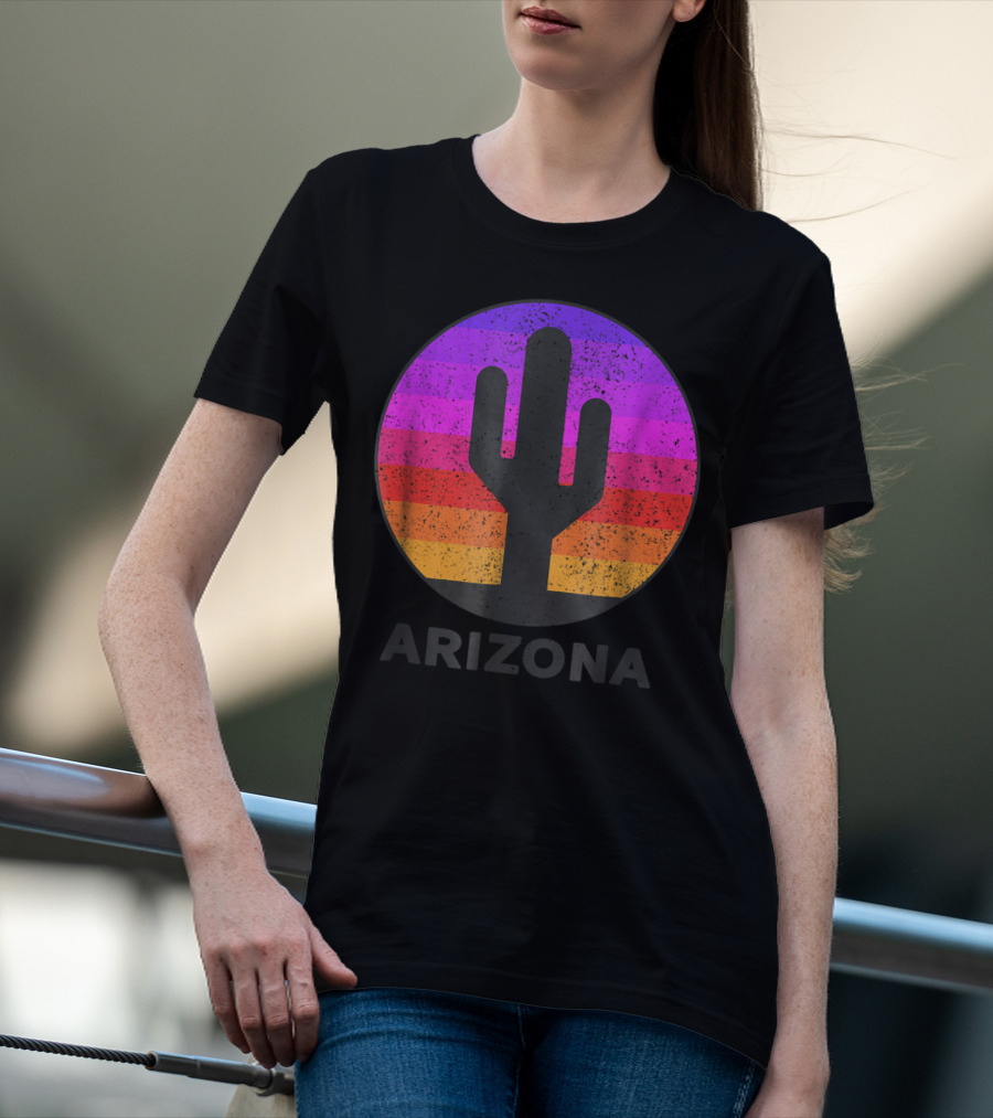 Arizona Saguaro Cactus Vintage Sunset T-Shirt