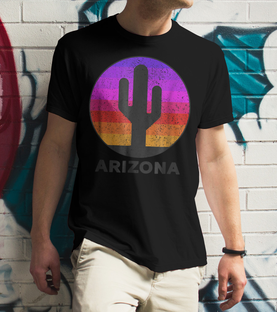 Arizona Saguaro Cactus Vintage Sunset T-Shirt