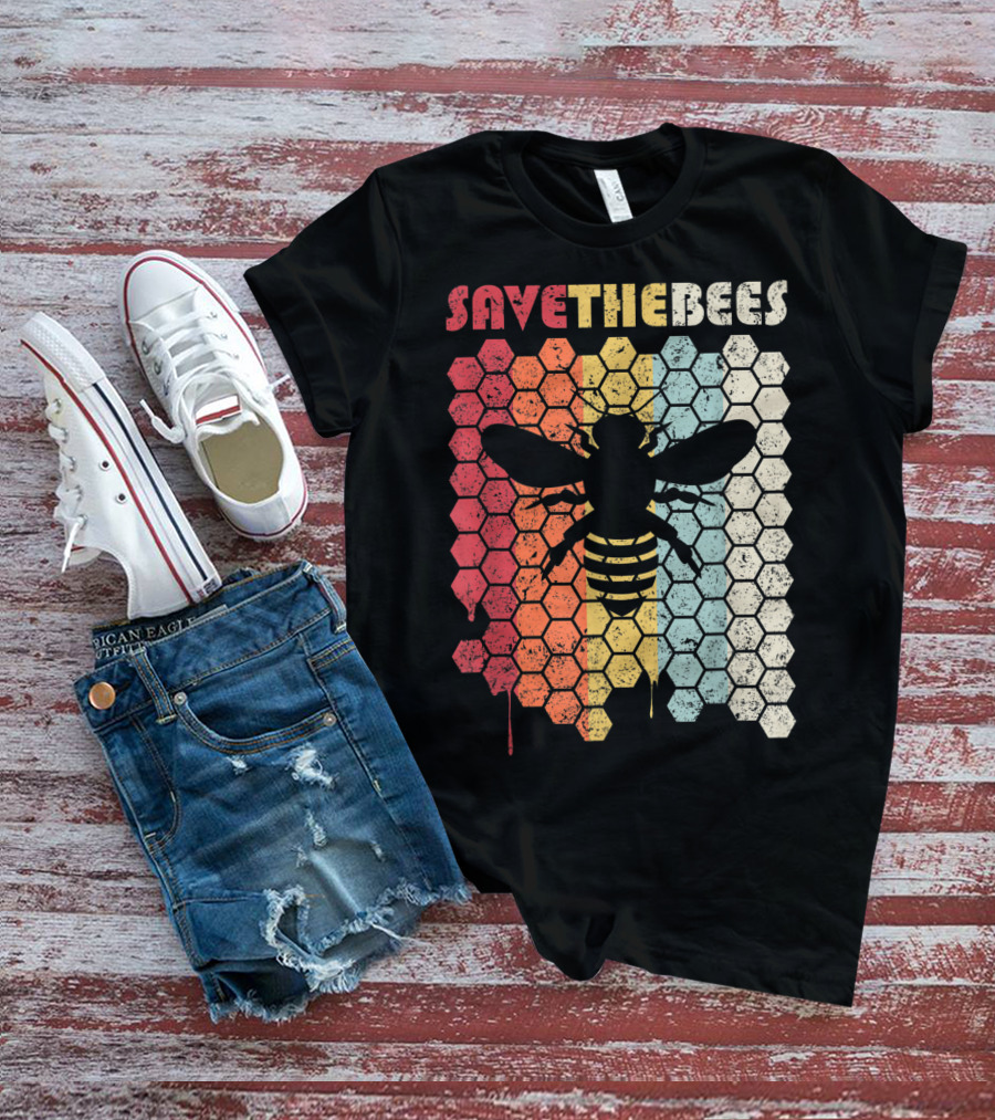 SAVETHEBEES Hexagonal Rainbow T-Shirt
