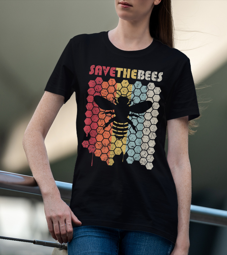 SAVETHEBEES Hexagonal Rainbow T-Shirt