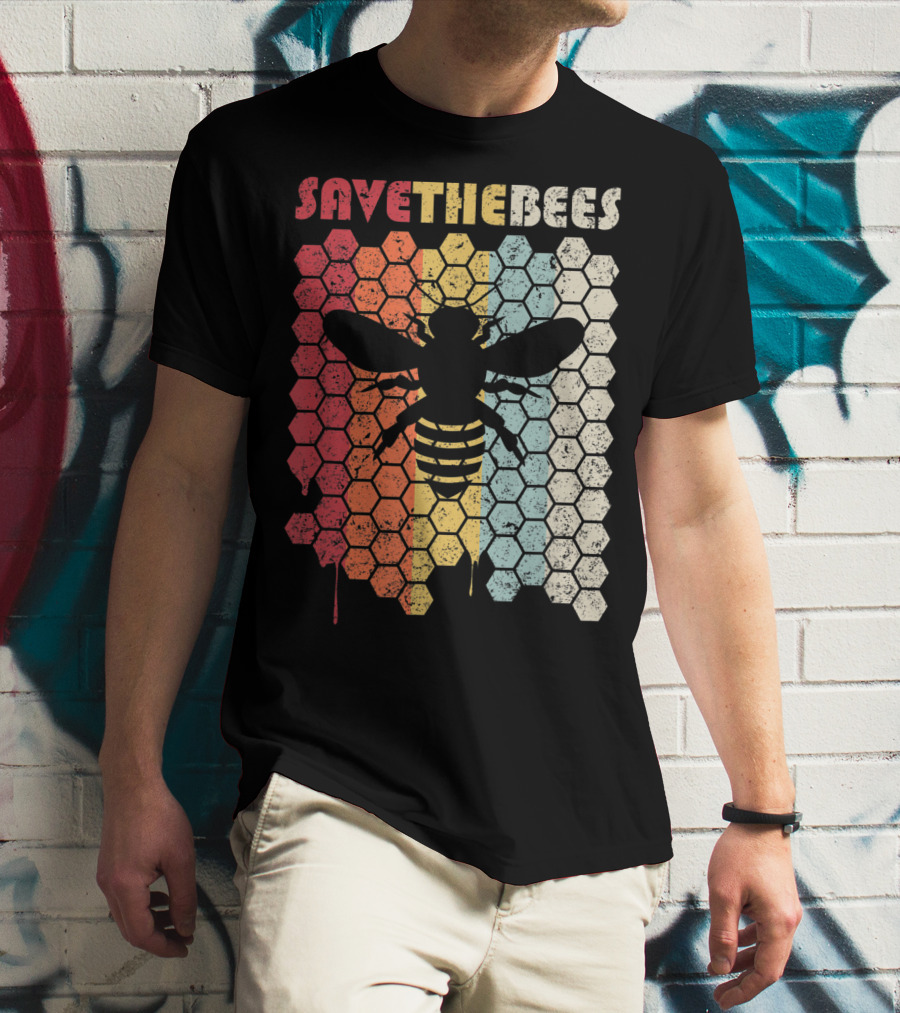 SAVETHEBEES Hexagonal Rainbow T-Shirt