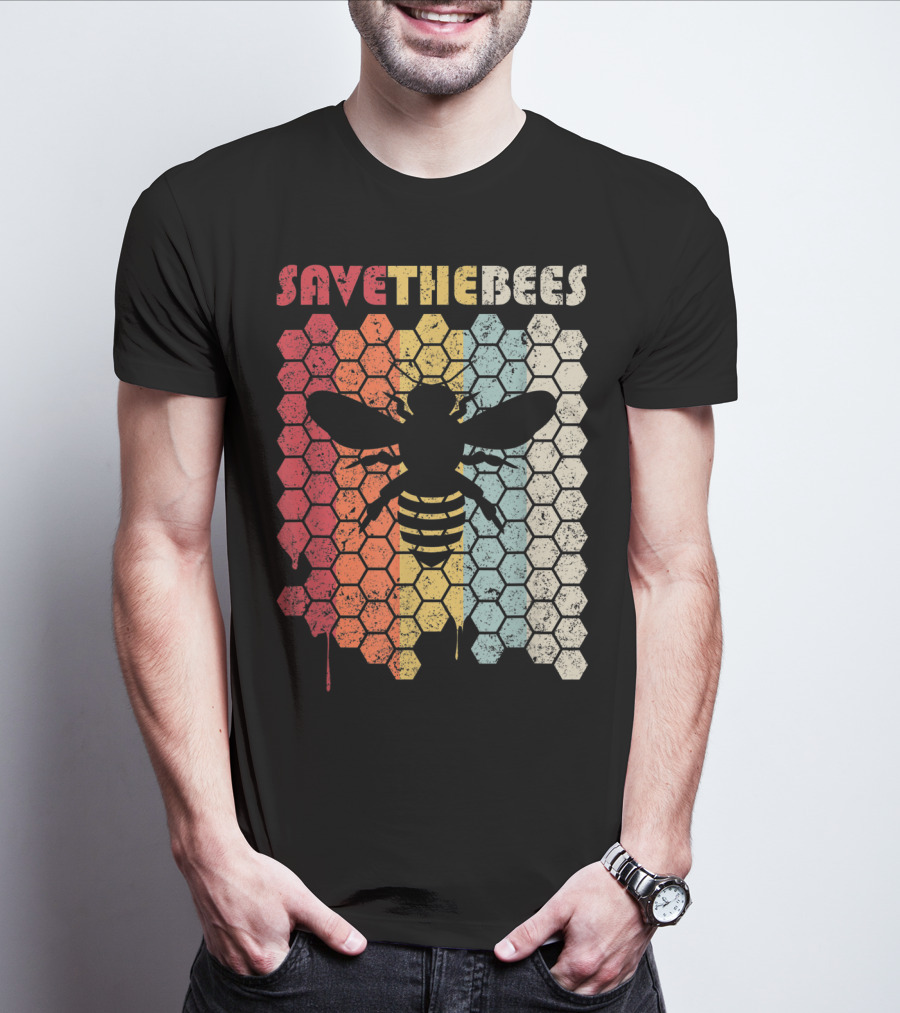 SAVETHEBEES Hexagonal Rainbow T-Shirt