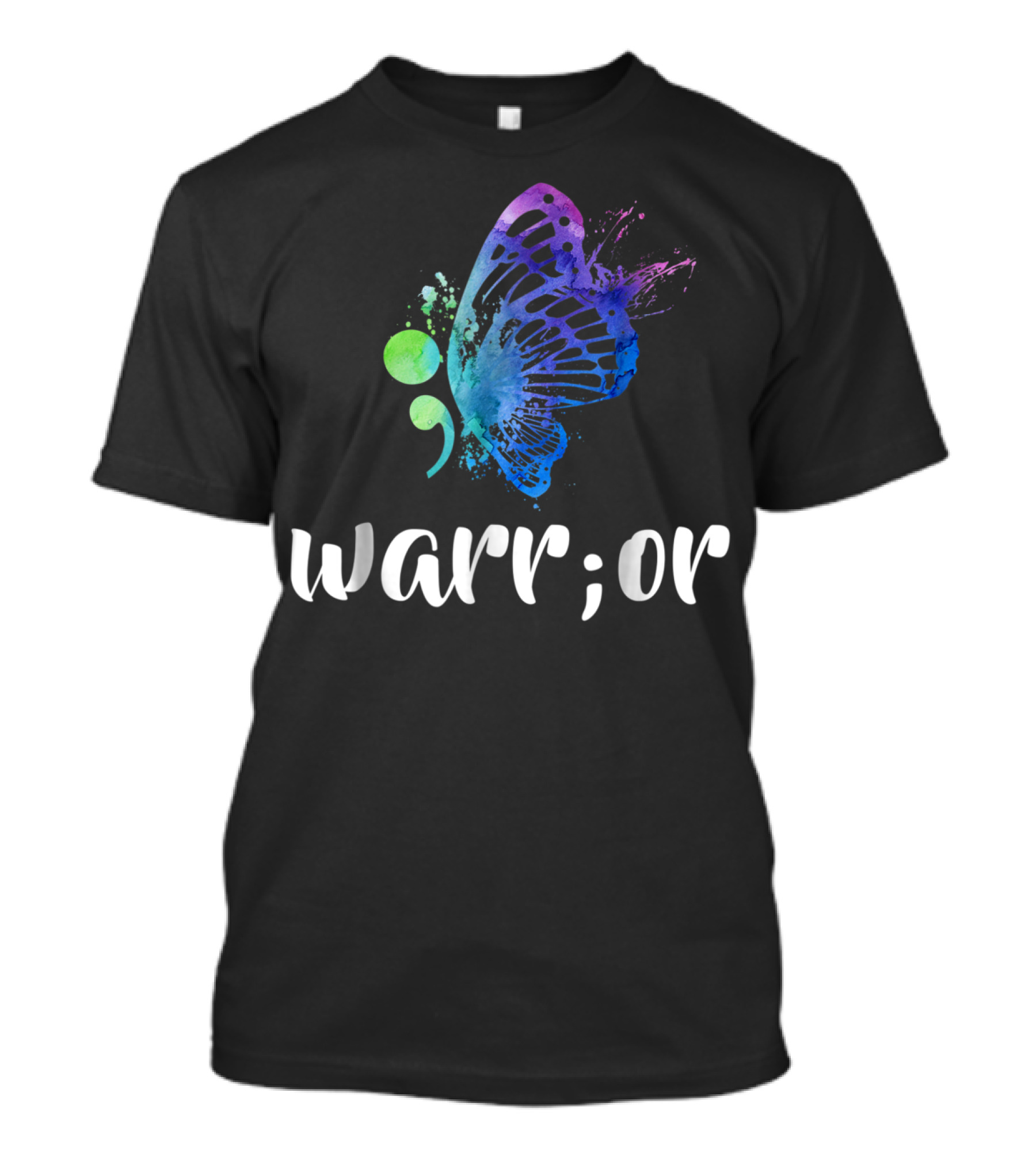 Warrior Semicolon Butterfly Suicide Prevention Awareness T-Shirt