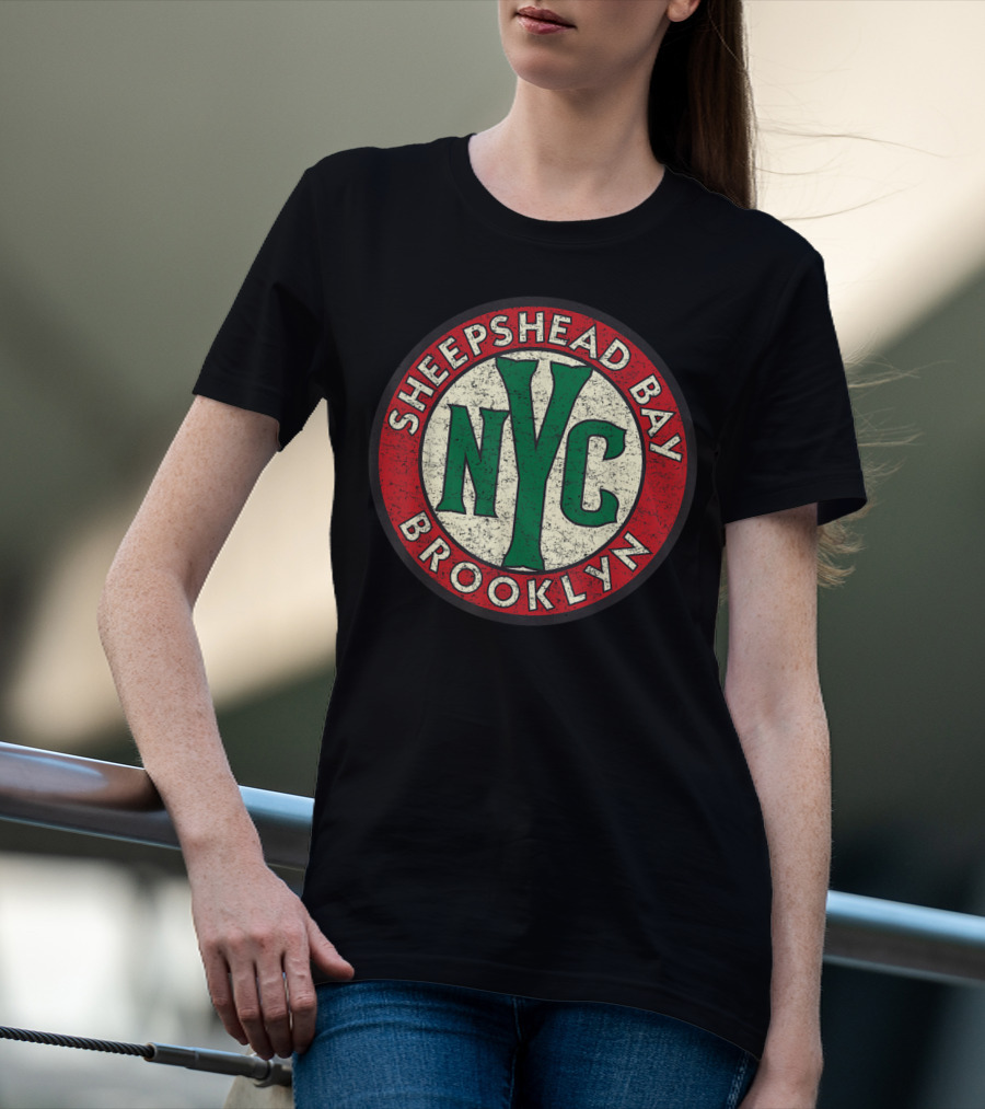 Sheepshead Bay Brooklyn NYC Vintage Distressed Road Sign T-Shirt