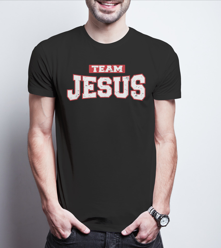 Team Jesus Weathered And Distressed Christian Faith T-Shirt