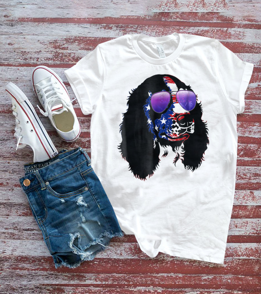 US Flag English Springer Spaniel With Sunglasses T-Shirt