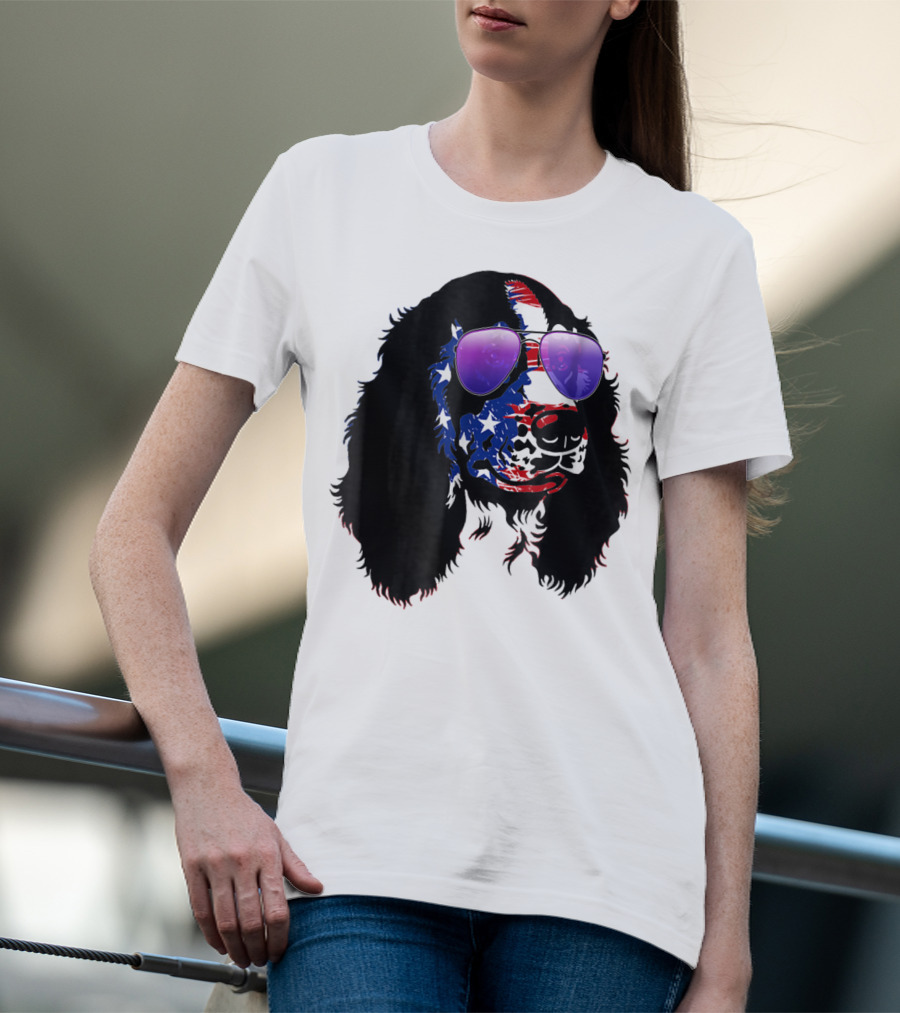 US Flag English Springer Spaniel With Sunglasses T-Shirt