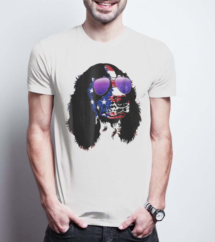 US Flag English Springer Spaniel With Sunglasses T-Shirt