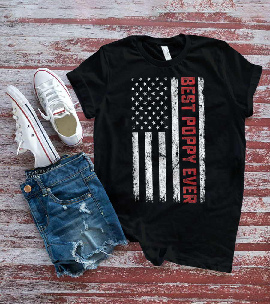 Best Poppy Ever American Flag USA T-Shirt