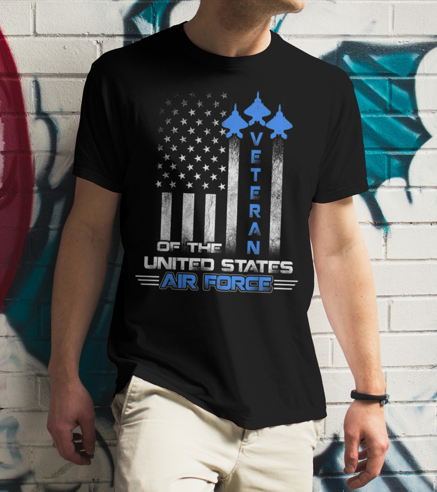 Veteran Of The United States Air Force American Flag And Fighter Jets T-Shirt