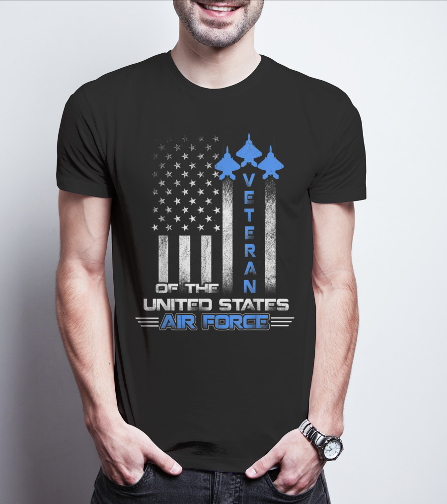 Veteran Of The United States Air Force American Flag And Fighter Jets T-Shirt