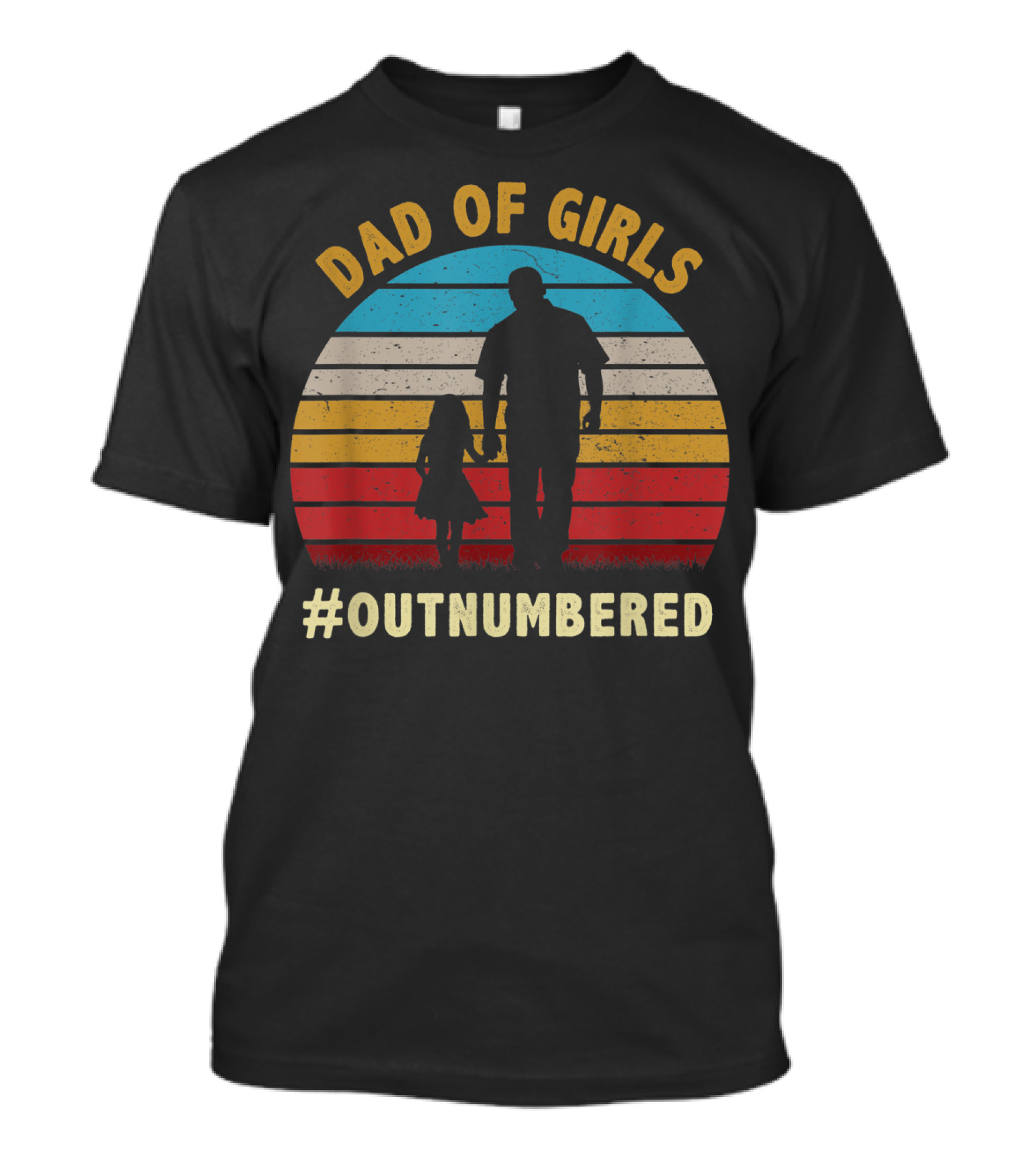Dad Of Girls Outnumbered Sunset T-Shirt