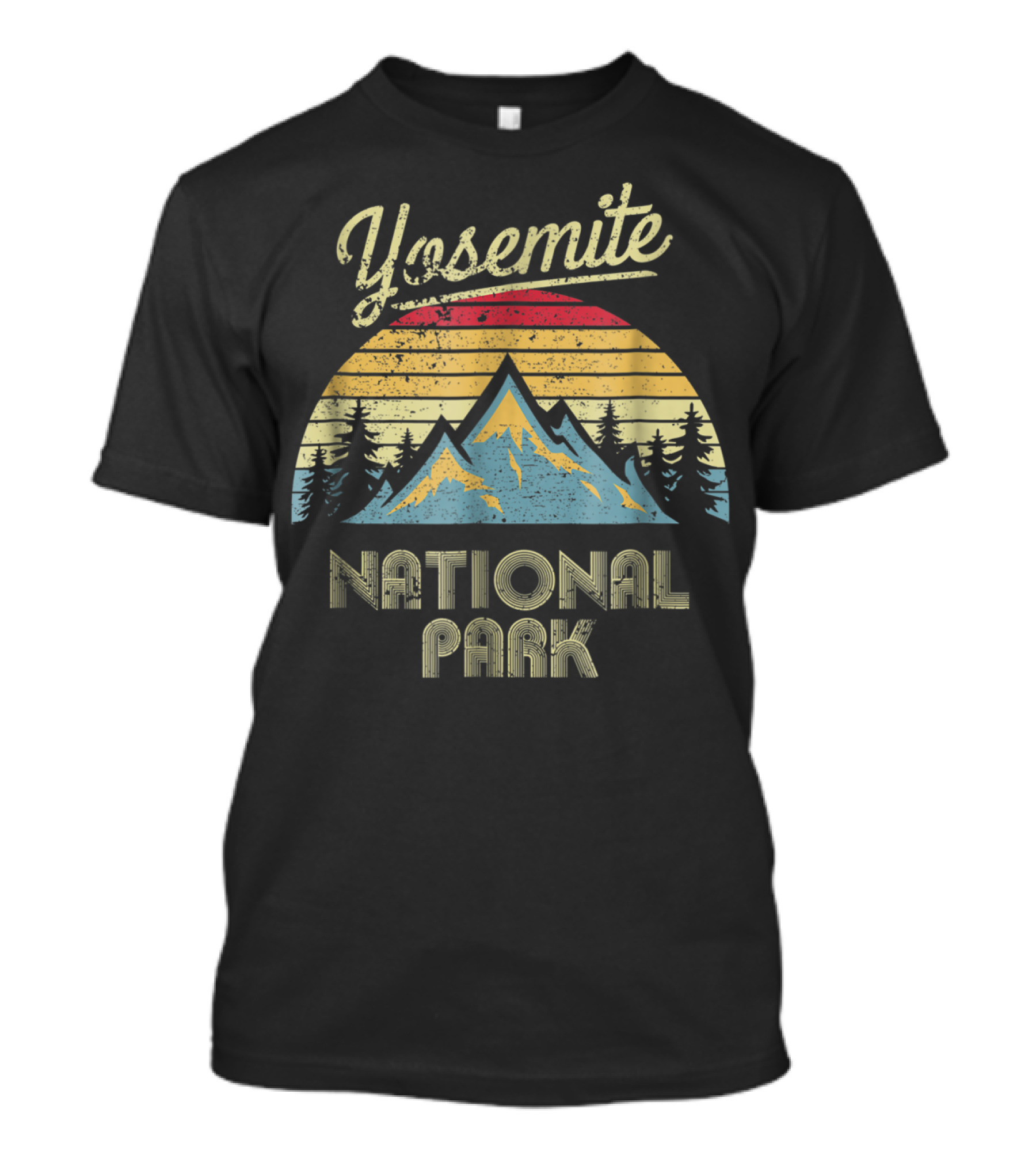 Yosemite National Park Retro Mountain Sunburst Forest Vintage T-Shirt