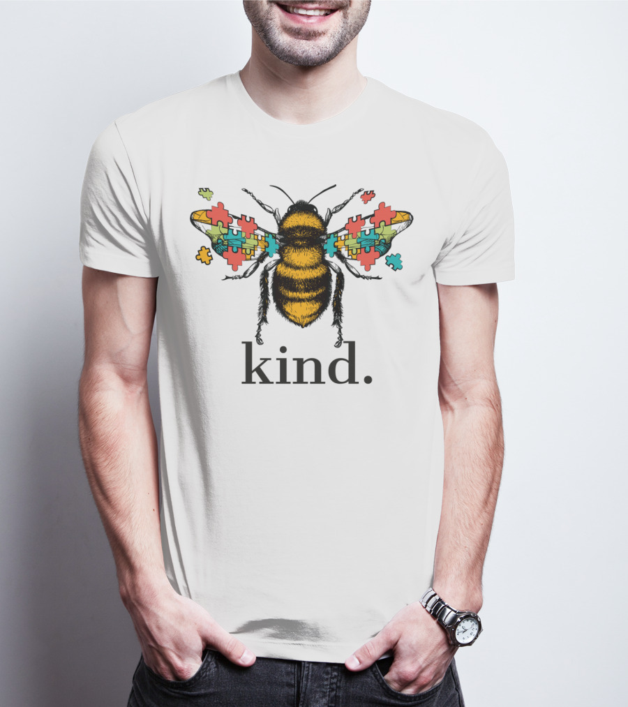 Autism Awareness Kind Bee With Puzzle Piece Wings T-Shirt