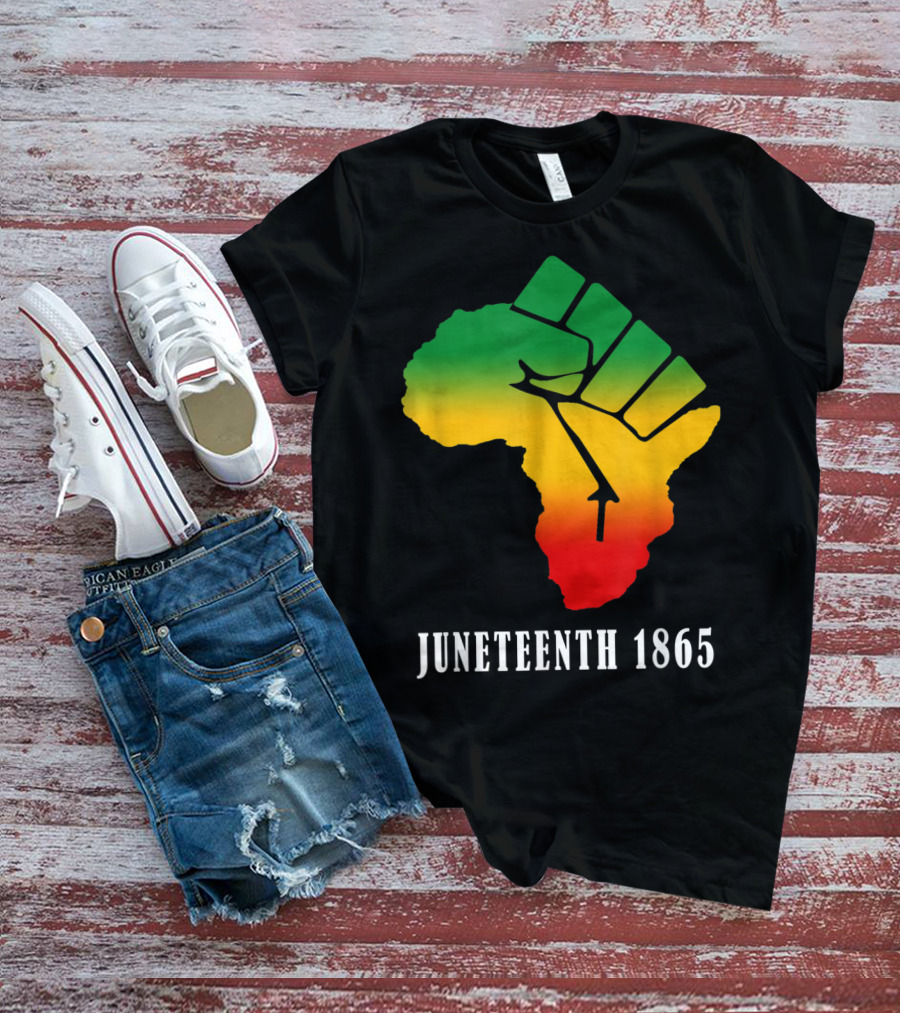 Juneteenth 1865 Ancestors Black African Map American Fist T-Shirt