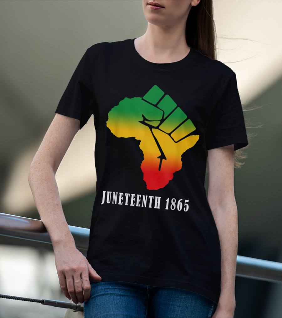 Juneteenth 1865 Ancestors Black African Map American Fist T-Shirt