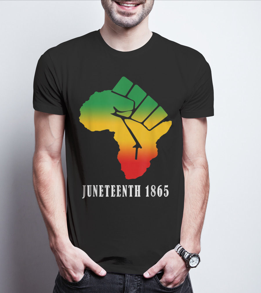 Juneteenth 1865 Ancestors Black African Map American Fist T-Shirt