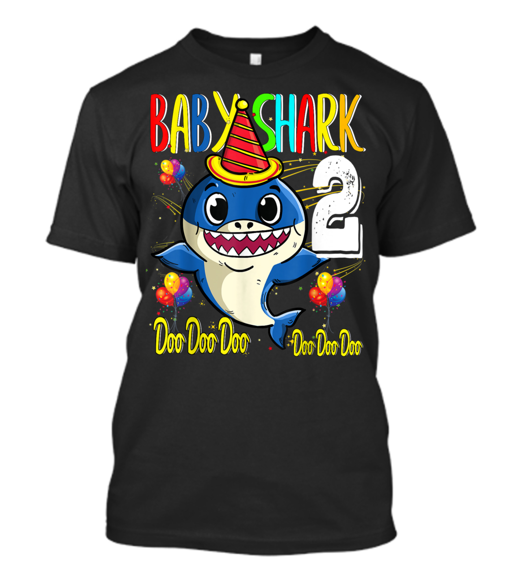 Baby Shark 2nd Birthday Doo Doo Doo Party Hat Balloons T-Shirt