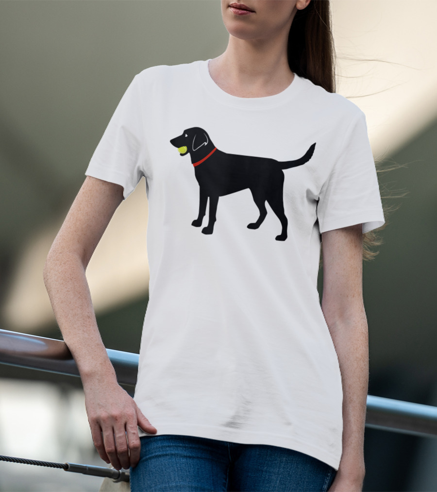 Labrador Retriever Black Lab With Tennis Ball And Red Collar Play Ball T-Shirt