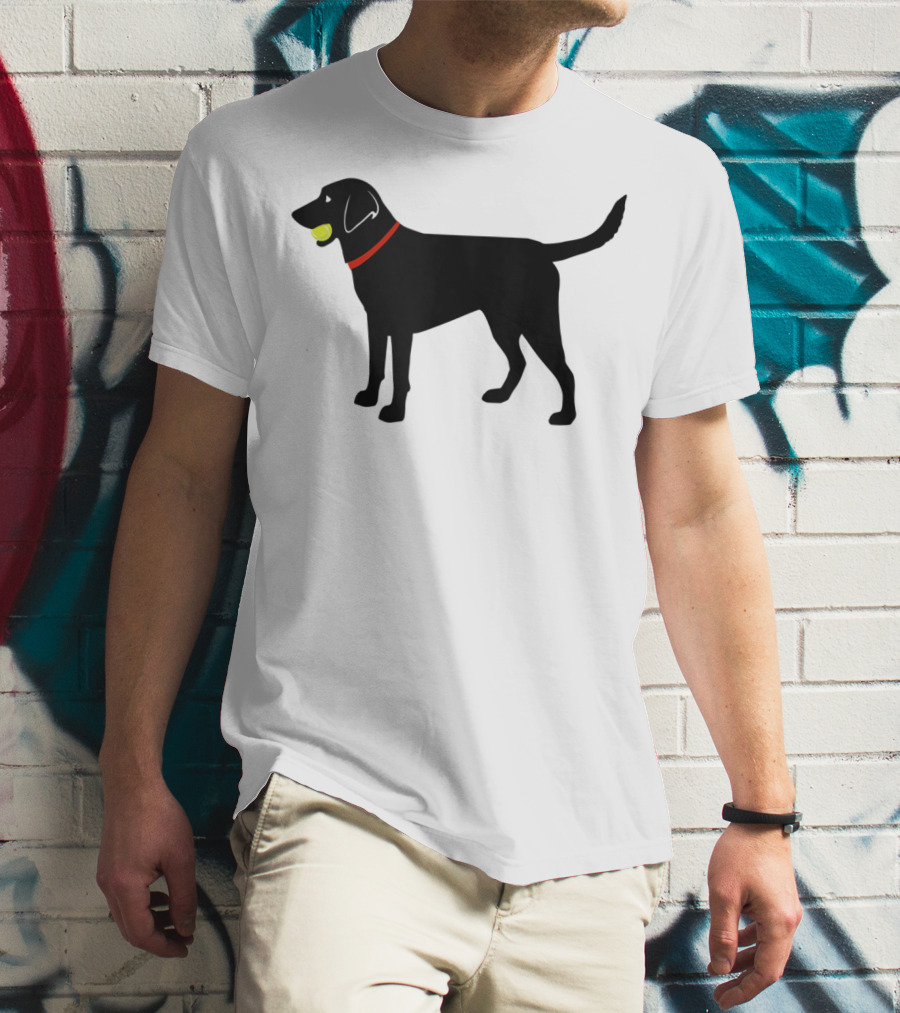 Labrador Retriever Black Lab With Tennis Ball And Red Collar Play Ball T-Shirt