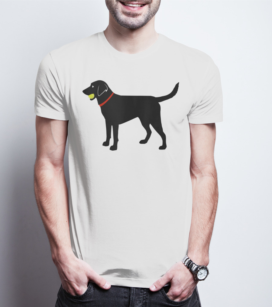 Labrador Retriever Black Lab With Tennis Ball And Red Collar Play Ball T-Shirt