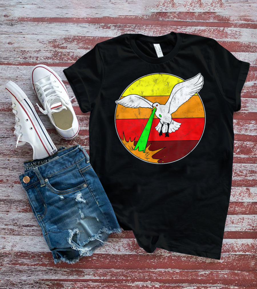 Laser Seagull Retro Sunset Funny Bird T-Shirt