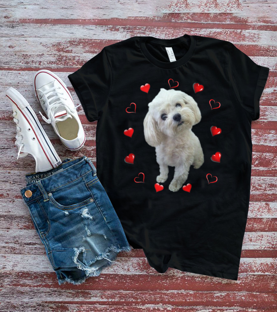 Maltese Dog Lover Puppy Owner Maltipoo Mix Fans Heart T-Shirt