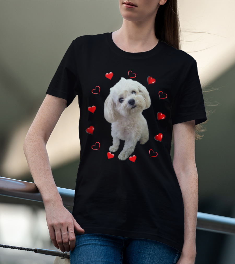 Maltese Dog Lover Puppy Owner Maltipoo Mix Fans Heart T-Shirt