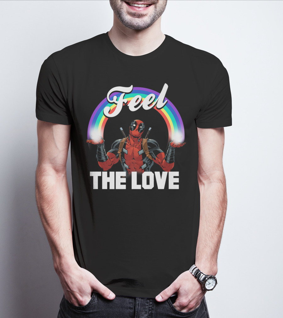 Marvel Deadpool Feel The Love Rainbow T-Shirt