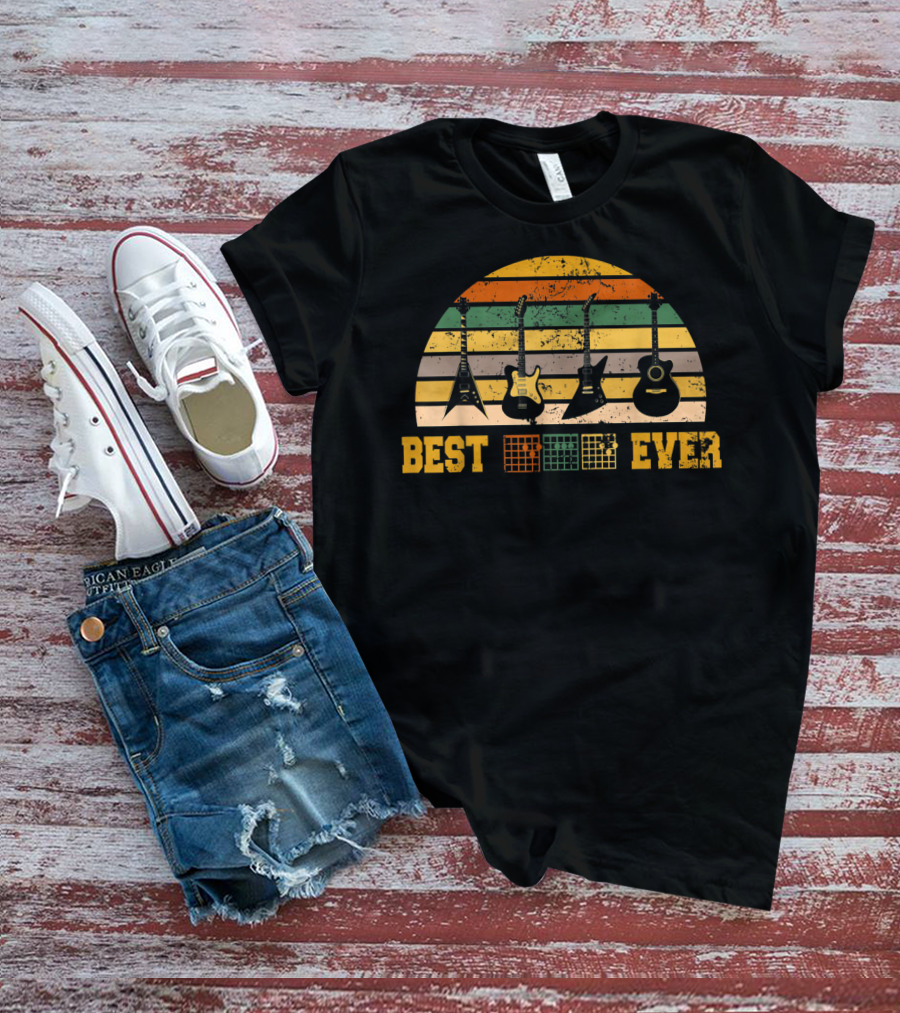 Mens Best Guitar Dad Ever Music Electric Acoustic Vintage T-Shirt