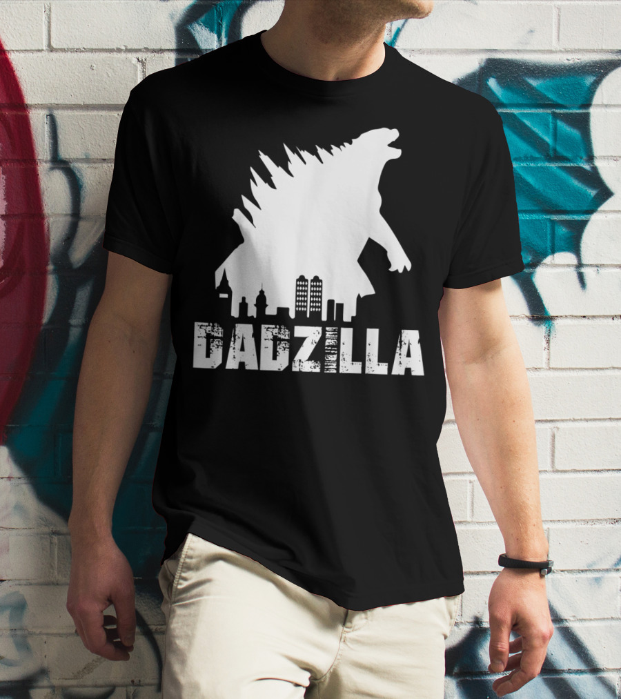 Kidzilla And Dadzilla Funny Matching Fathers City Skyline Monster T-Shirt